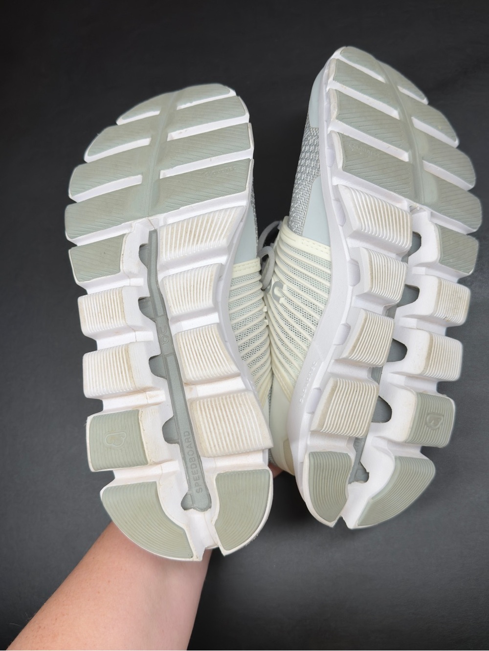 On Running Light Gray and White Mesh Trainers - Picture 6 of 6